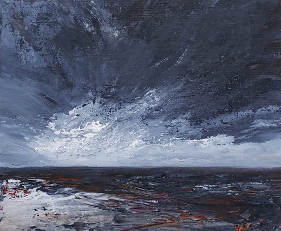 Stormy skies, stormy seas. coastal art, abstract art, landscape