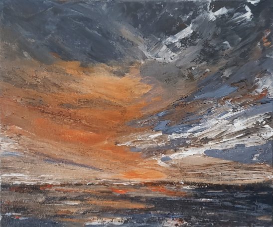 Sunset, storm, sea, coastal painting, landscape paintings, 