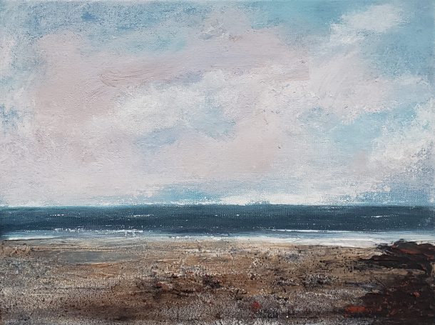 Blue sky seascape painting